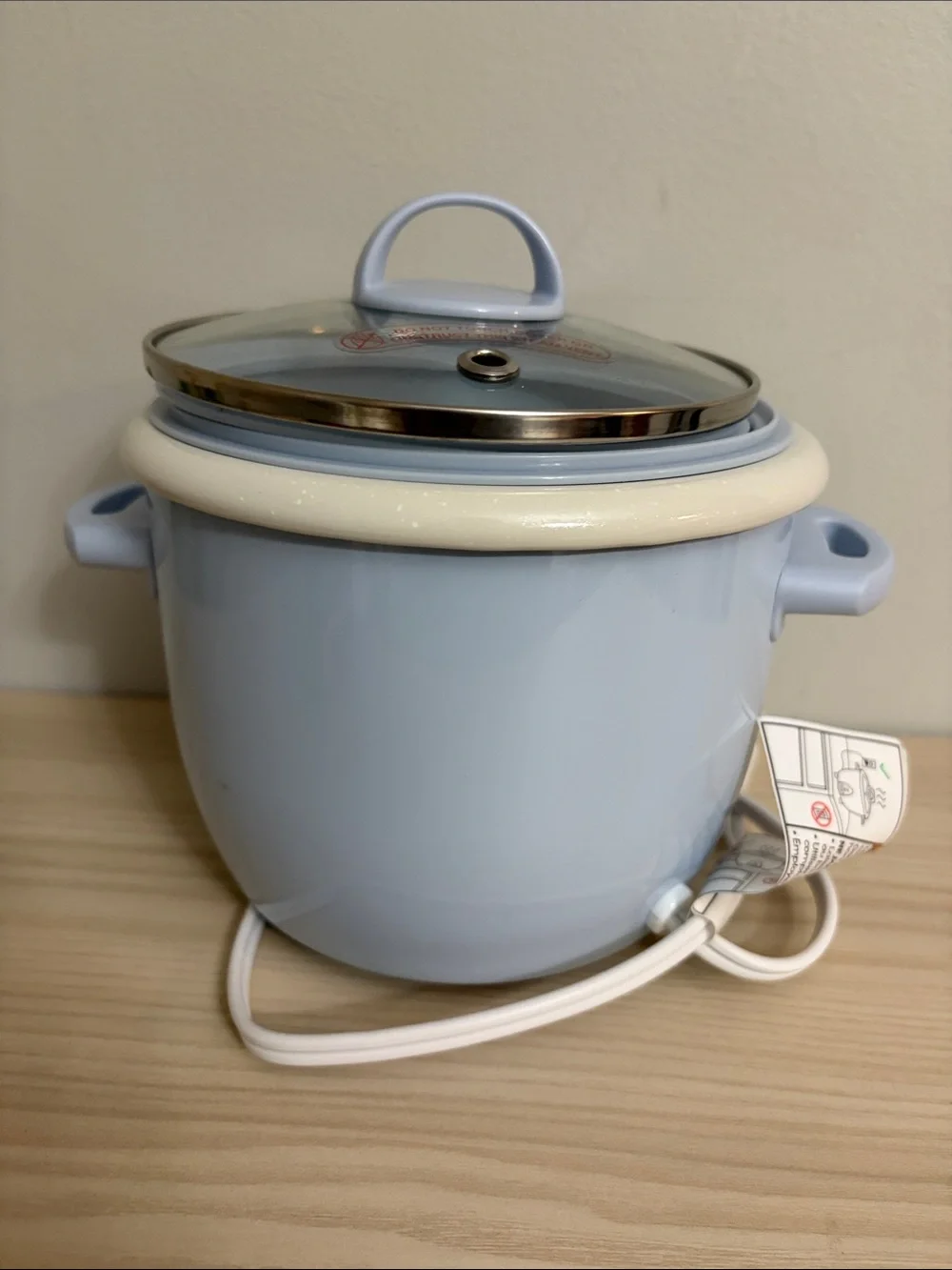 Aroma Home Light Blue Electric Rice Cooker with Glass Lid